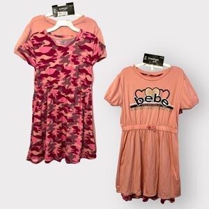 5/$25 ⭐️ BEBE NEW Girls Large 10 12 Dress Set Short Sleeve Dresses Pink Camo